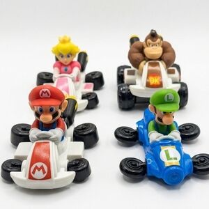 Set of 4 Mario Kart 8 Deluxe McDonald's Toys - Mario Luigi Peach Donkey Kong DK